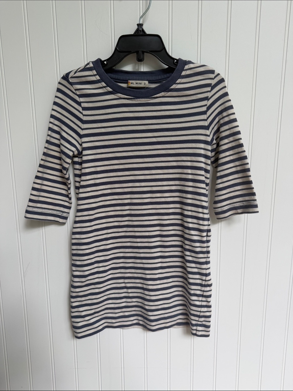 (352)Marine Layer Kids Navy and White Striped Knit Dress